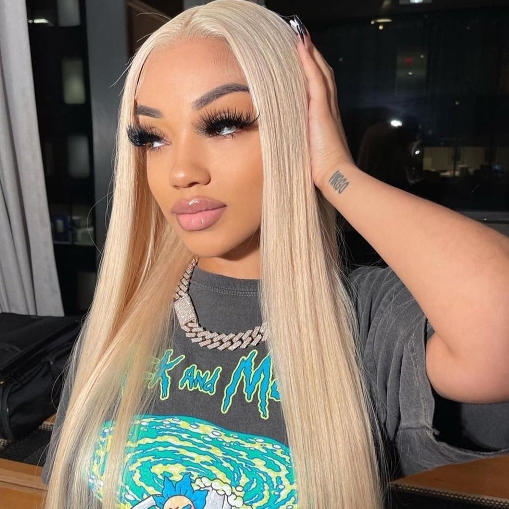 613 Hair Straight 5x5 Closure HD Lace Front Wig Blonde Pre Plucked Glueless Human Hair Wigs