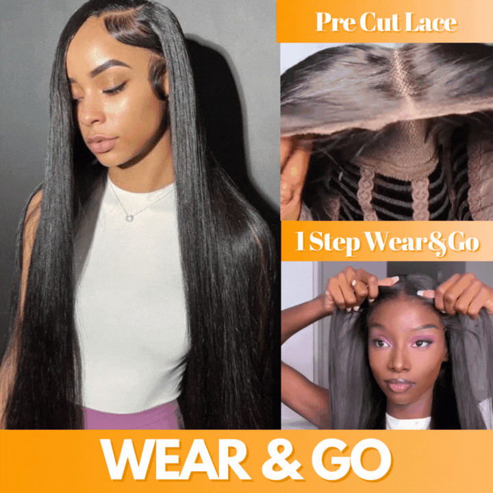 No Code Need: Glueless 13x4/6x4.5 Straight Wear & Go Pre Cut HD Transaparent Lace 100% Virgin Human Hair Wigs-Geeta Hair