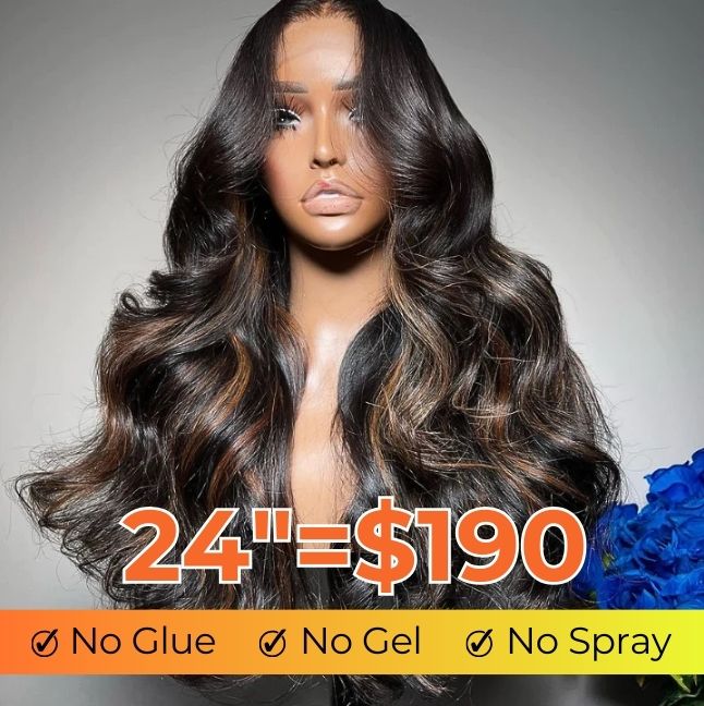 Highlight Brown 13x4 Body Wave Pre Cut HD Lace Front Wigs Glueless Highlights Color Human Hair Wigs-GeetaHair