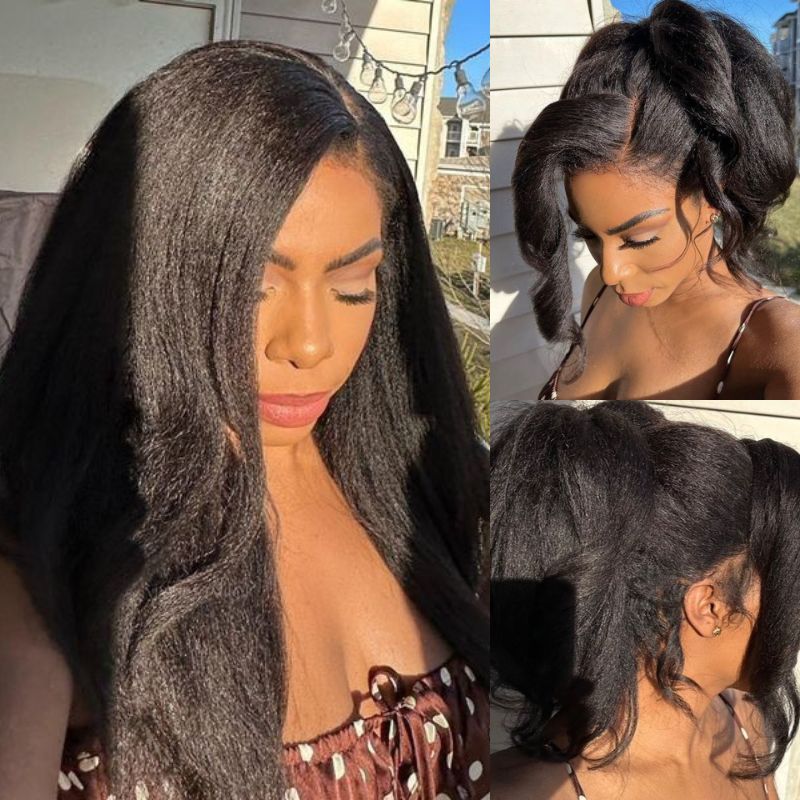 Kinky Straight Hair Wig 360 Hd Transparent Lace Front Wig Human Hair Wigs For Women Full End Glueless Brazilian Hair-GeetaHair