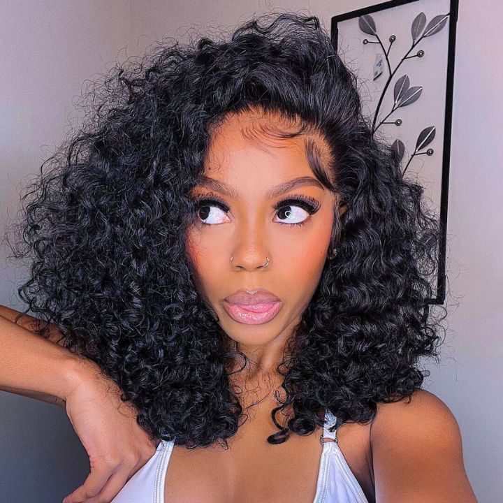 Bogo Sale $259= 26" Curtain Bang Loose Wave Wig + 14" Kinky Curly Bob Wig