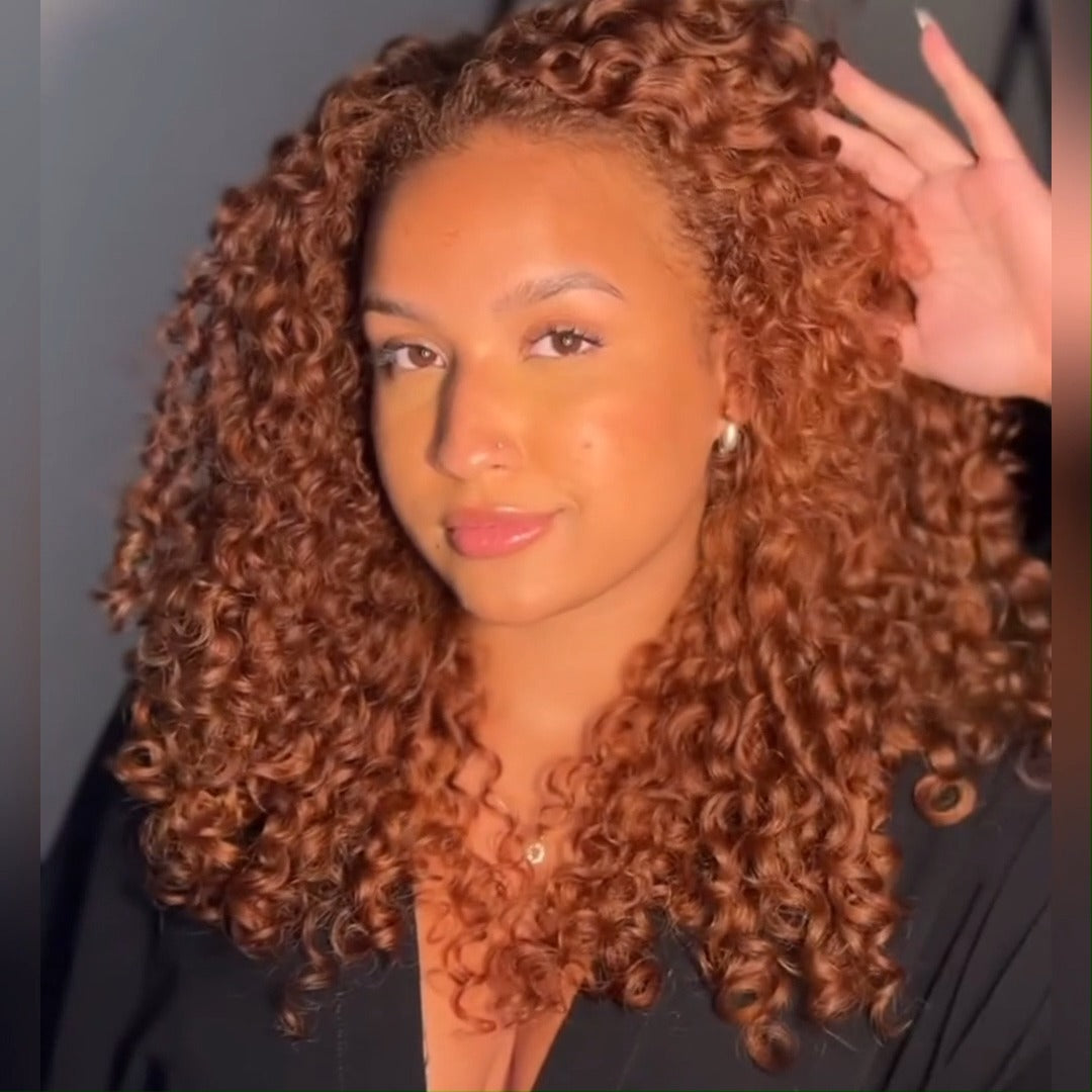 Natural Color/Brown Ginger Glueless Wigs 13x4 Lace Front Wigs Human Hair Ombre Curly HD Transparent Lace Frontal Wigs for Women