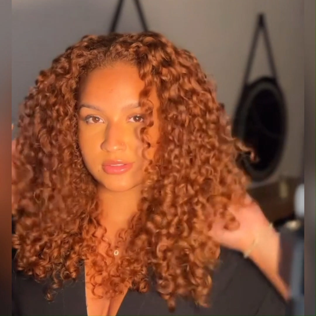 Natural Color/Brown Ginger Glueless Wigs 13x4 Lace Front Wigs Human Hair Ombre Curly HD Transparent Lace Frontal Wigs for Women