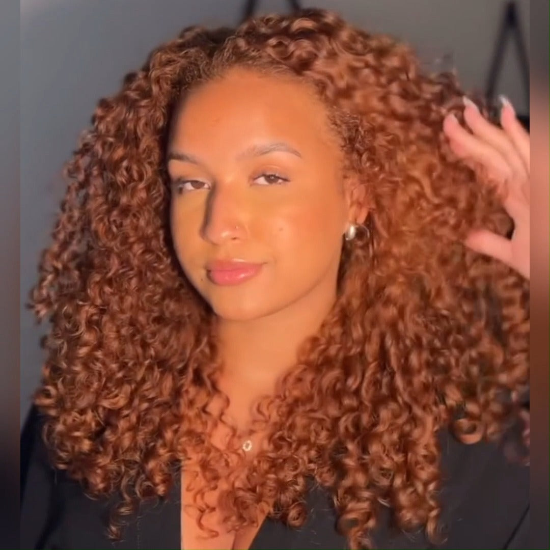 Natural Color/Brown Ginger Glueless Wigs 13x4 Lace Front Wigs Human Hair Ombre Curly HD Transparent Lace Frontal Wigs for Women