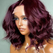 99J Colored Bob Wig Short Loose Wave Burgundy Red Human Hair Lace Front Wigs 180% Density