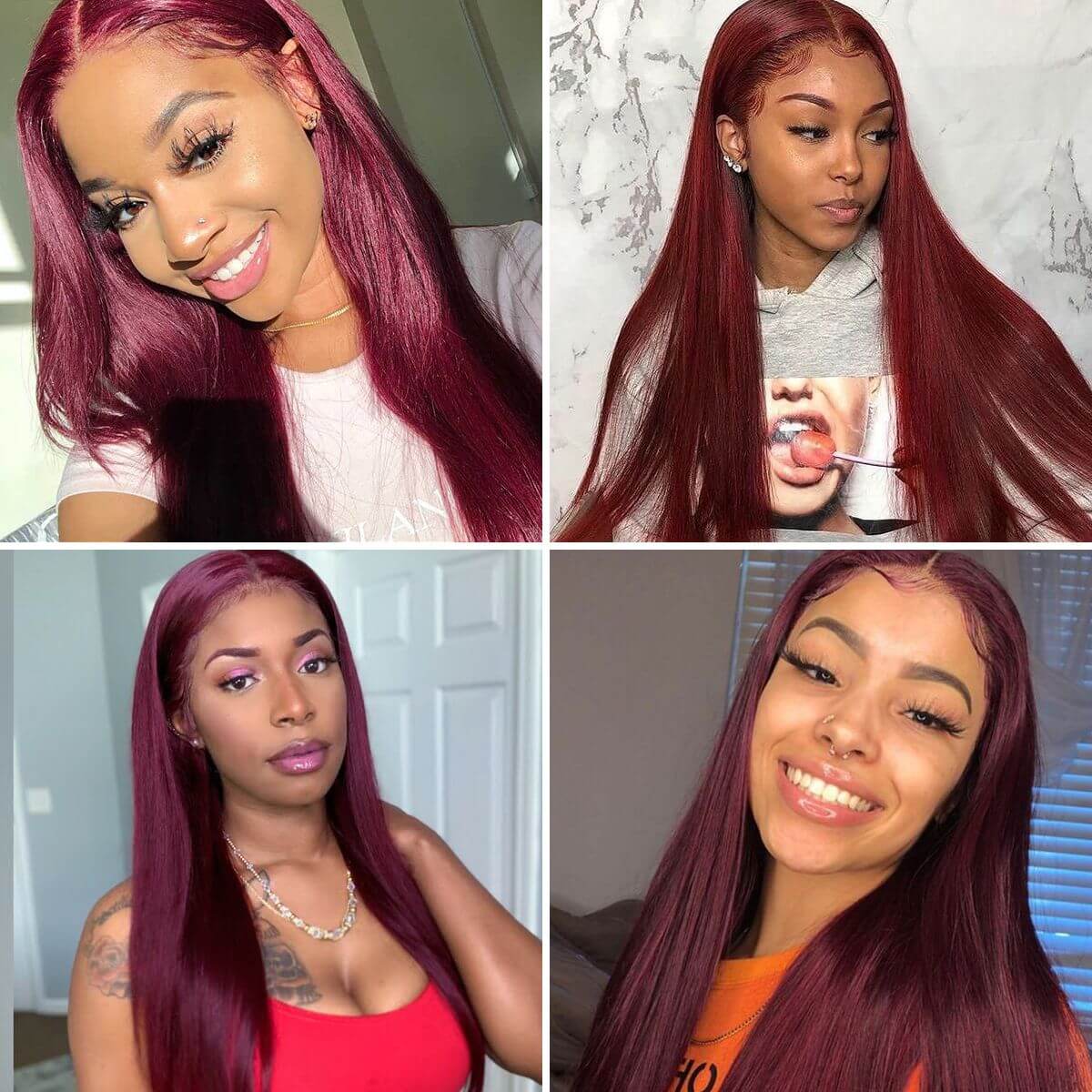 99J Burgundy Color Straight Hair 13x4 HD Lace Front Wigs/4x4 HD Lace Closure Wig Pre Plucked Hairline Real Human Hair Wigs-Geeta Hair