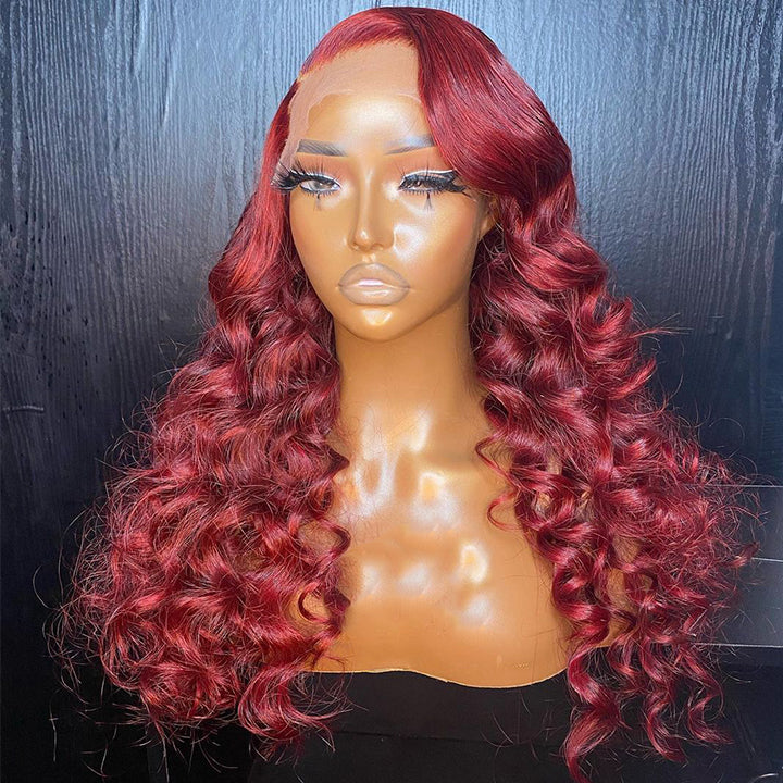 Burgundy Loose Deep Wave Lace Front Wig 99j HD Lace Human Hair Wigs