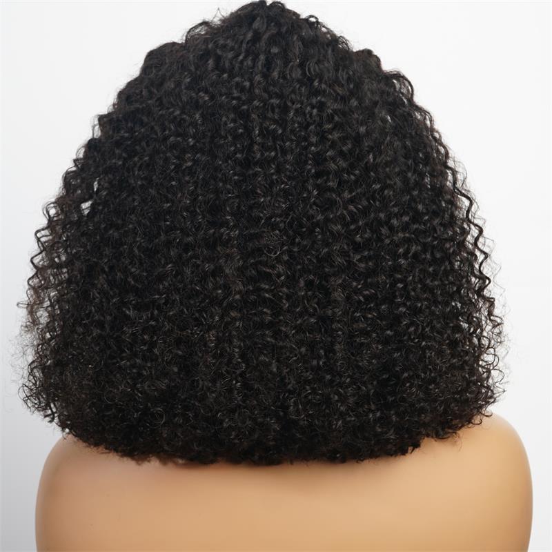 Braided Kinky curly Human Hair HD Lace Front Wig Glueless Curly Wigs For Woman