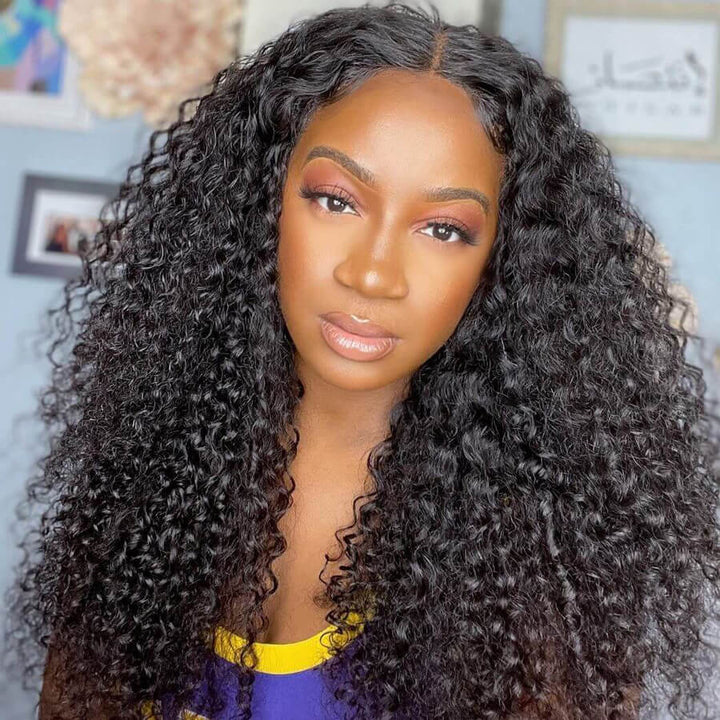 Pre Plucked Kinky Curly Hair Natural Color 13x6 HD Transparent Lace Front Wig For Black Women-Geeta Hair