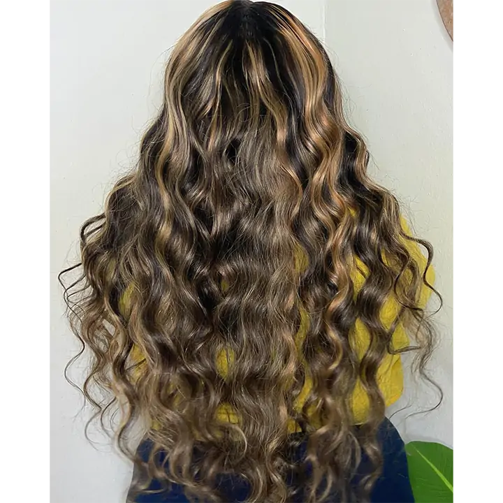 Balayage Highlight Lace Front Wig Body Wave Glueless Human Hair Wigs 180% Density-GeetaHair
