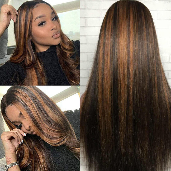 Buy 1 Get 1 Free: Balayage Blonde Straight/Body Wave 13x4 Hd Lace Wig - Flash Sale