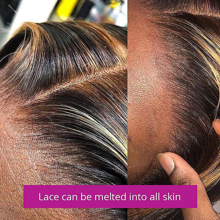 Balayage Blonde Highlight 4x4/13x4 Hd Lace Wig Straight/Body Wave Human Hair Wigs With Brown Highlights-Geeta Hair