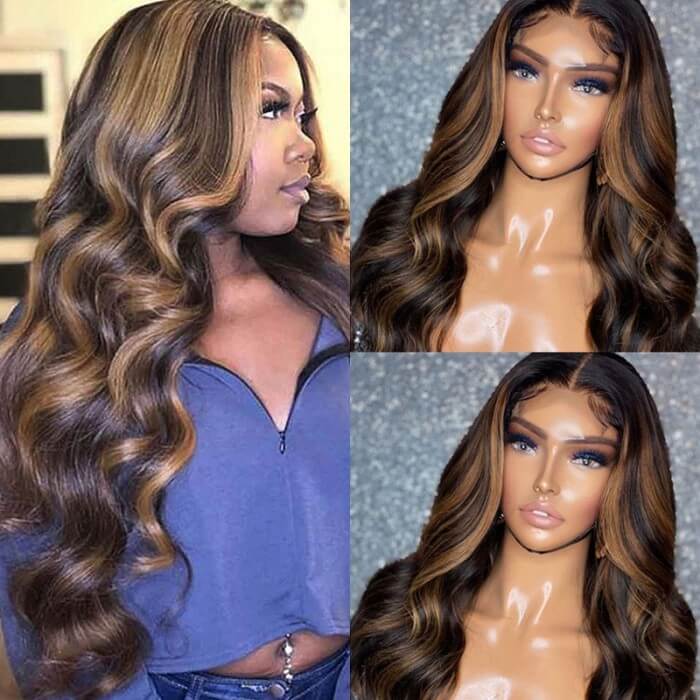 Buy 1 Get 1 Free: Balayage Blonde Straight/Body Wave 13x4 Hd Lace Wig - Flash Sale