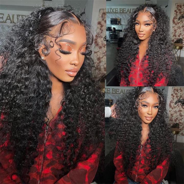 Black Curly Hair 13x4 HD Lace Front Wig 100% Virgin Human Hair Wigs Pre Plucked Hairline-Geeta Hair