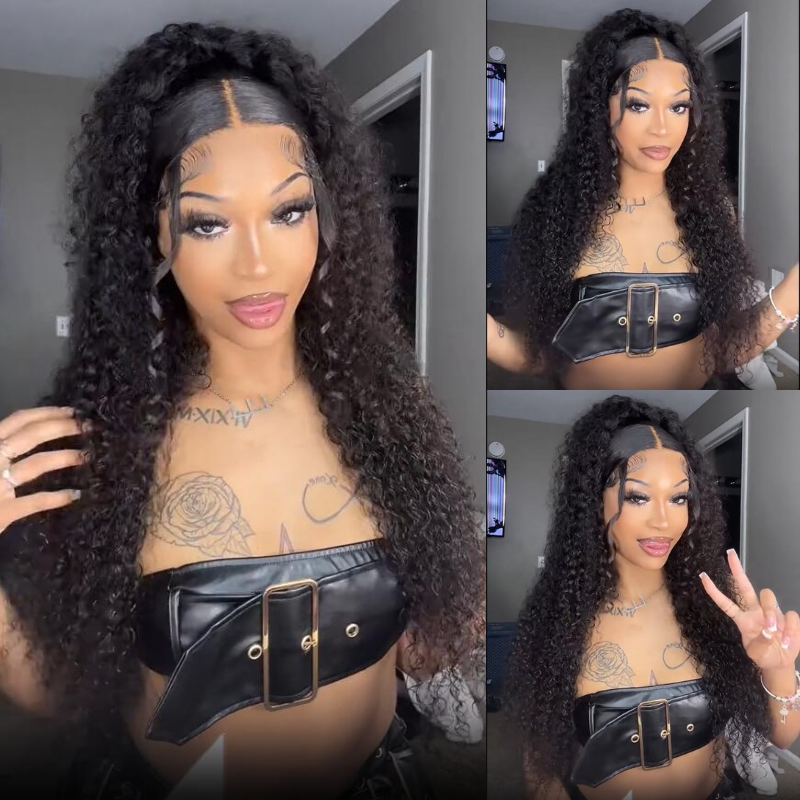 Tax Return Sale Black Curly Hair 13x4 HD Lace Front Wig 100% Virgin Human Hair Wigs Pre Plucked Hairline-Geeta Hair