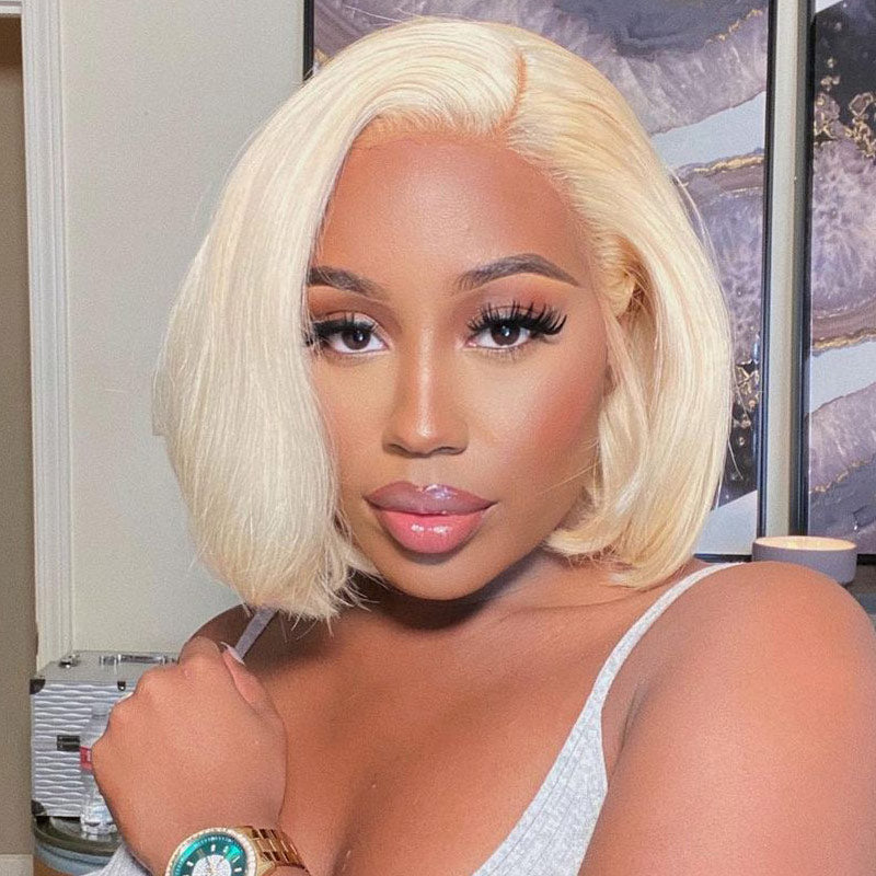 #613 Blonde 13x4 Short Bob Lace Front Wig Straight Hair Undetectable Lace Wig Pre Plucked With Baby Hair Natural Hairline Glueless Wig-Geeta Hair