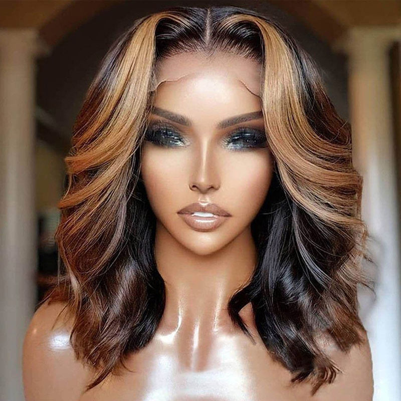 Honey Blonde Short Bob Wigs Body Wave Hair Highlight Wig 13x4 Lace Front 4x4 Lace Closure 5x5 Closure Human Hair Wig Pre Plucked Hairline-Geetahair