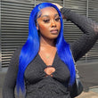 Blue Bone Straight HD Transparent Lace Wig Colored Straight Natural Hairline Human Hair Wigs