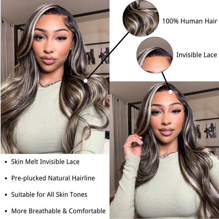 Balayage Body Wave 13x4/4x4 HD Lace Wig For Women Highlight Human Hair Wigs With Baby Hair-Geeta Hair