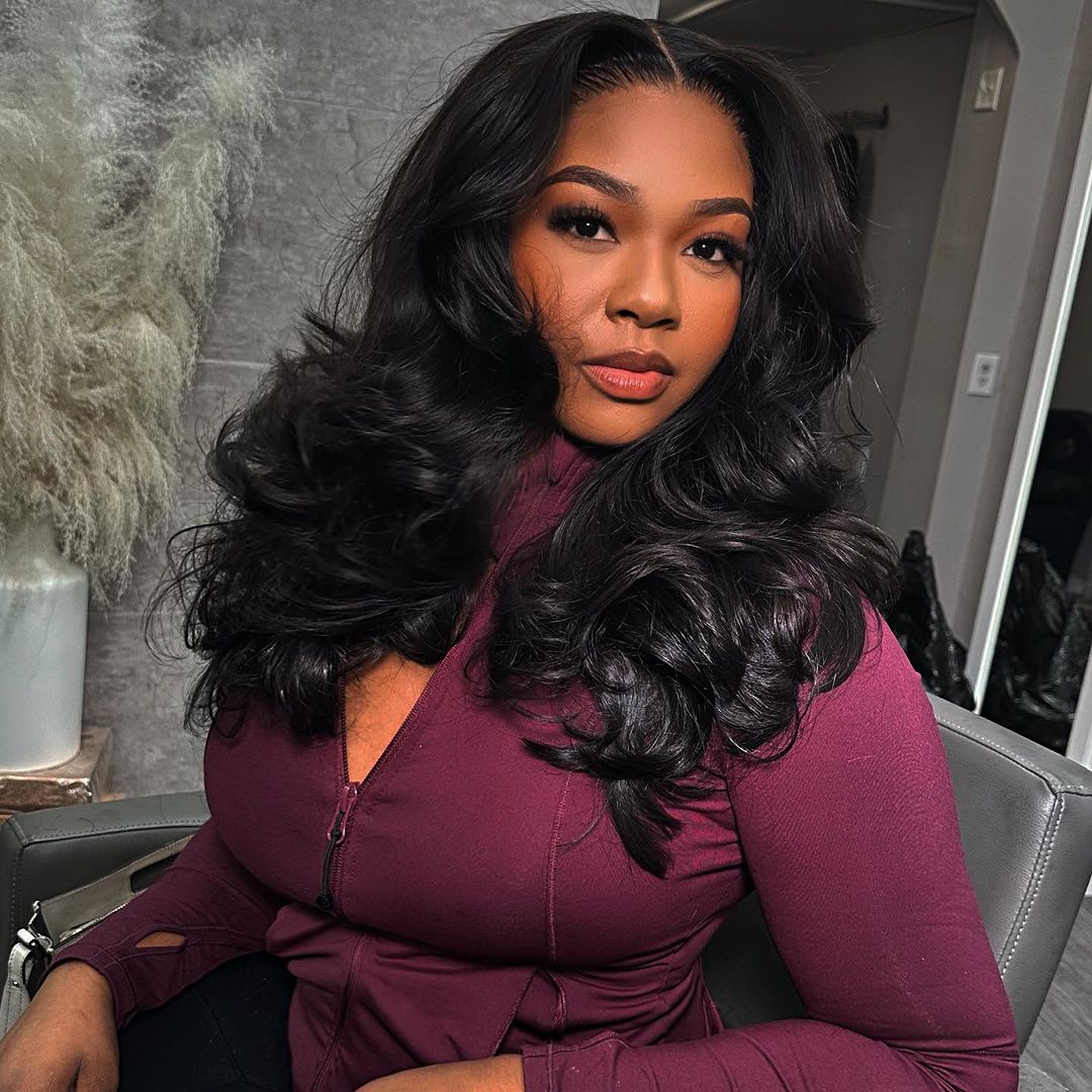 Body Wave Curtain Bangs Wigs 13X4 HD Lace Front Human Hair Wig With Bangs Pre Plucked Natural Hairline