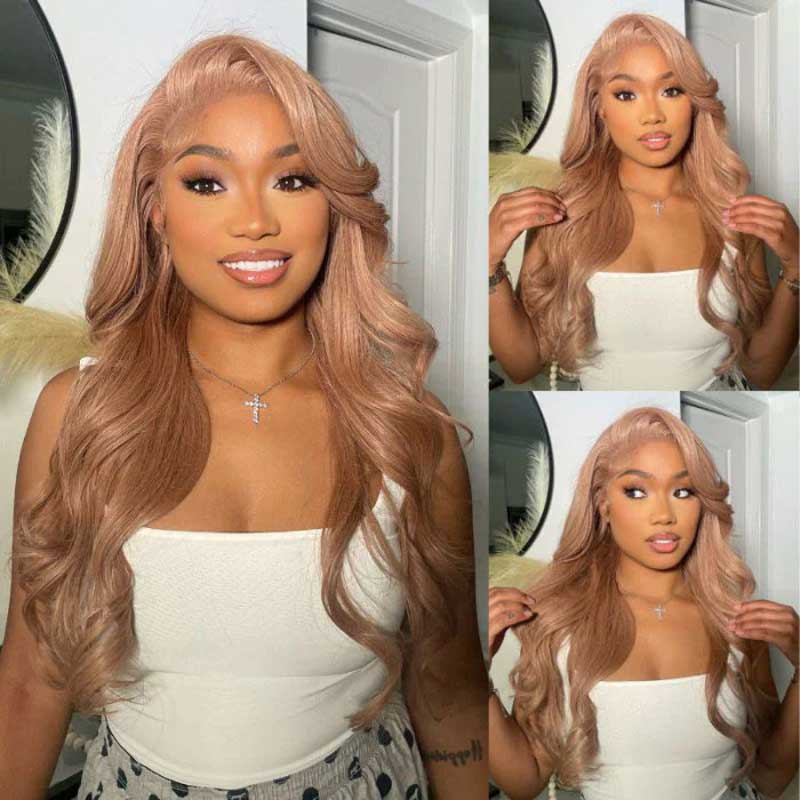 Body Wave Light Flaxen Brown Human Hair Wigs 13x4 Lace Front Cozy Blonde Glueless Wigs 250% Density