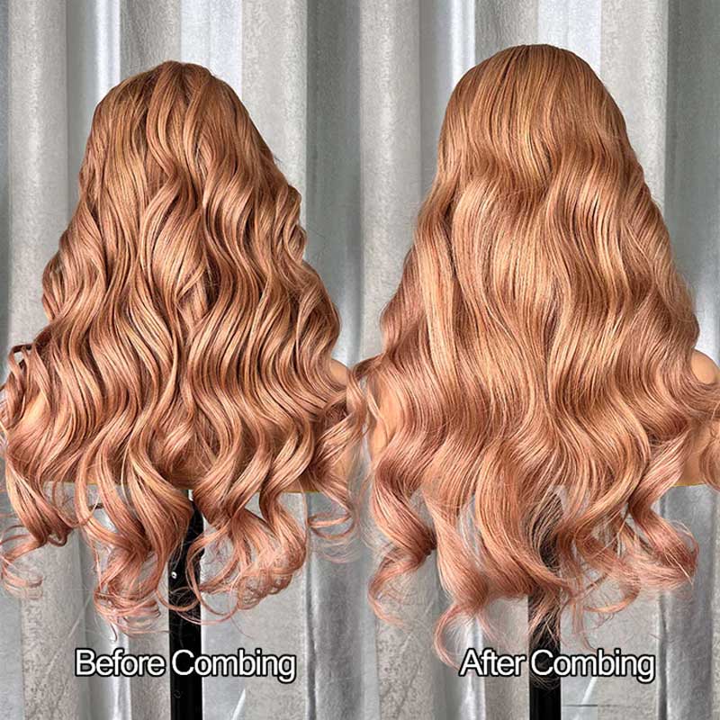 Body Wave Light Flaxen Brown Human Hair Wigs 13x4 Lace Front Cozy Blonde Glueless Wigs 250% Density