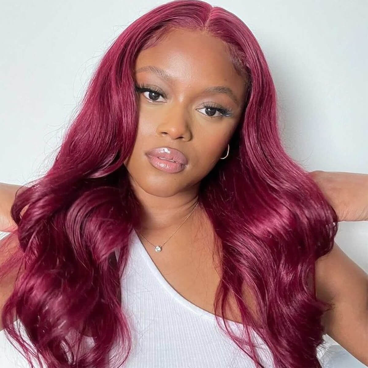 Body Wave Hair 99j Burgundy T Part Lace Front Wig 100% Virgin Real Human Hair Wig-Geeta Hair