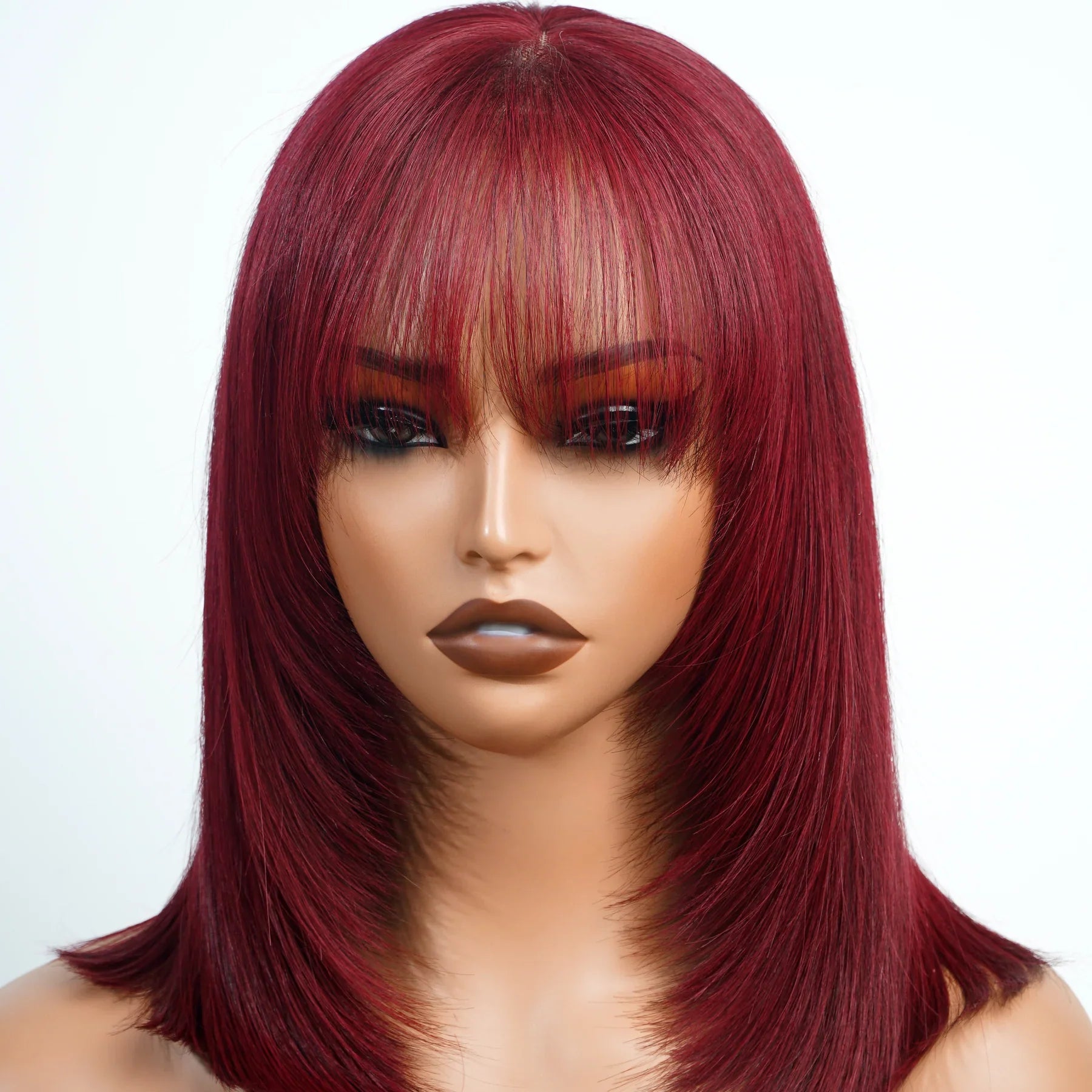 Bogo Sale $199= 16” Braided Water Wave Wig + 14” 99J Straight Bangs Wig