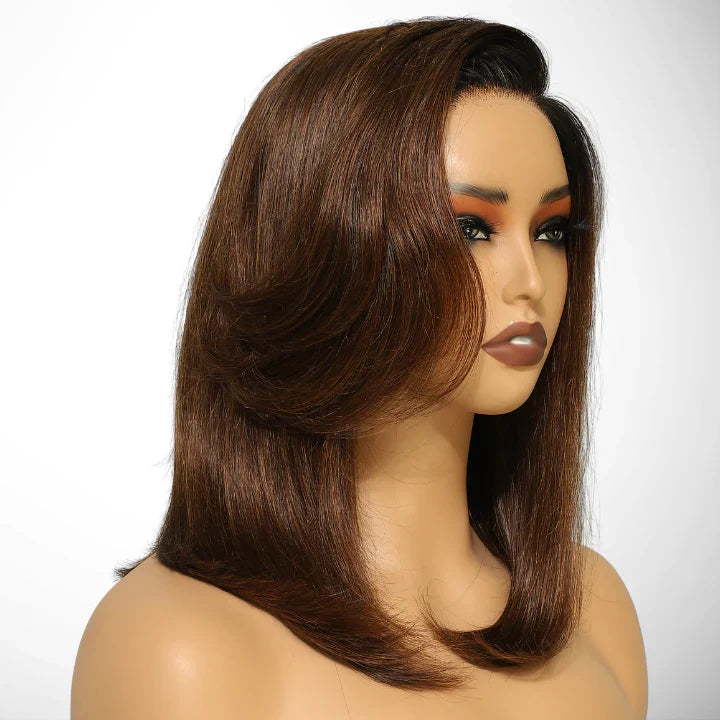 Bogo Sale $279= 24" Ginger Straight Wig + 14" Dark Root Brown Straight Bob Wig