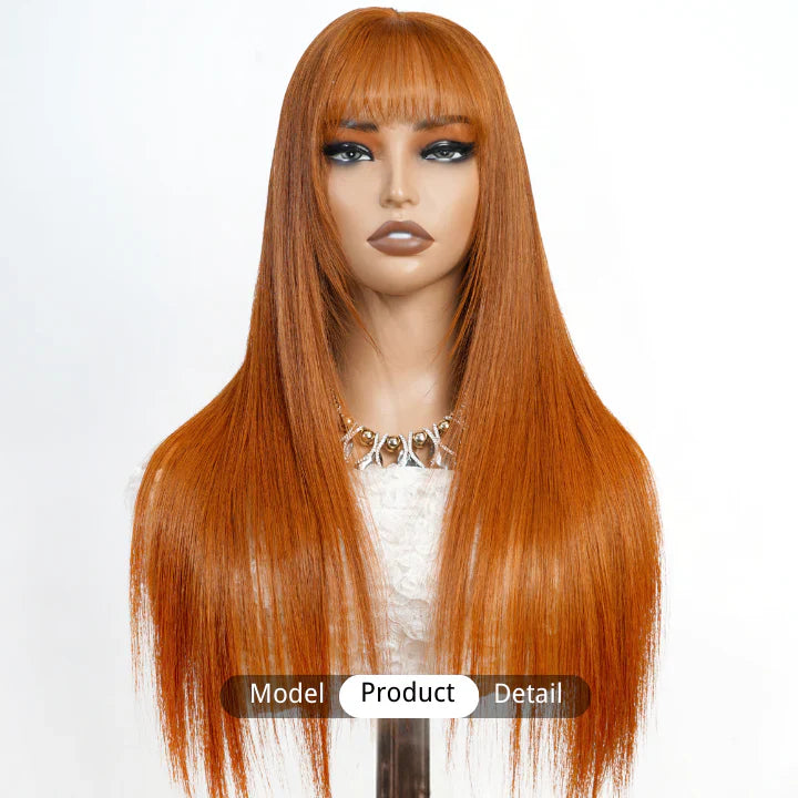 Bogo Sale $279= 24" Ginger Straight Wig + 14" Dark Root Brown Straight Bob Wig