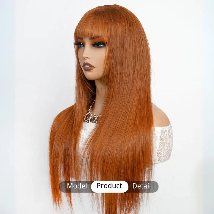 Bogo Sale $279= 24" Ginger Straight Wig + 14" Dark Root Brown Straight Bob Wig