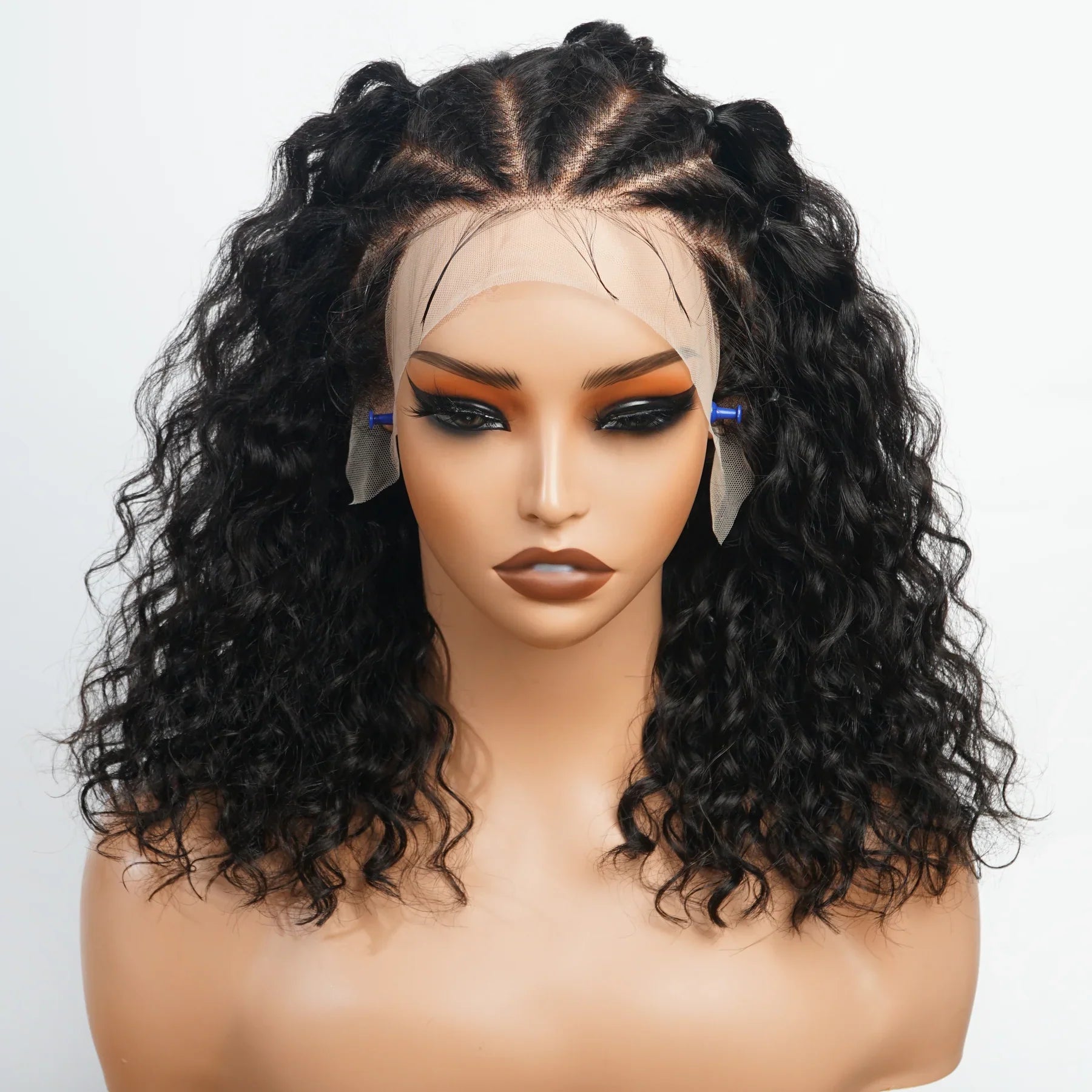 Bogo Sale $199= 16” Braided Water Wave Wig + 14” 99J Straight Bangs Wig
