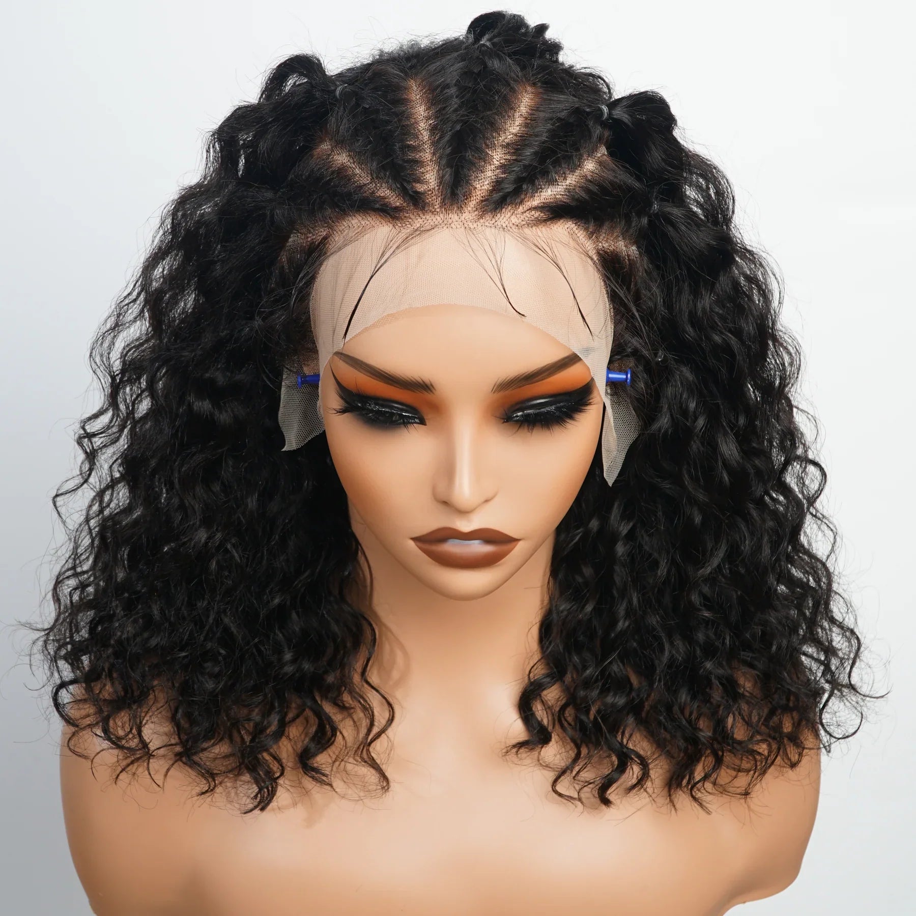 Bogo Sale $199= 16” Braided Water Wave Wig + 14” 99J Straight Bangs Wig