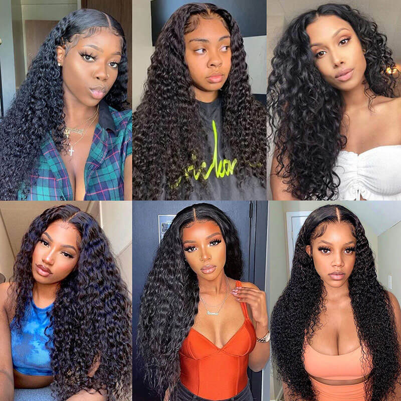 GeetaHair Black Curly Hair 3 Bundles with 4x4 Lace Closure 100% Virgin Human Hair Weave