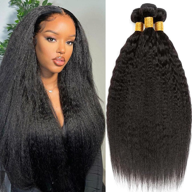 GeetaHair Kinky Straight 3 Bundles With 4x4 Lace Closure Virgin Human HairGeetaHair Kinky Straight 3 Bundles With 4x4 Lace Closure Virgin Human Hair