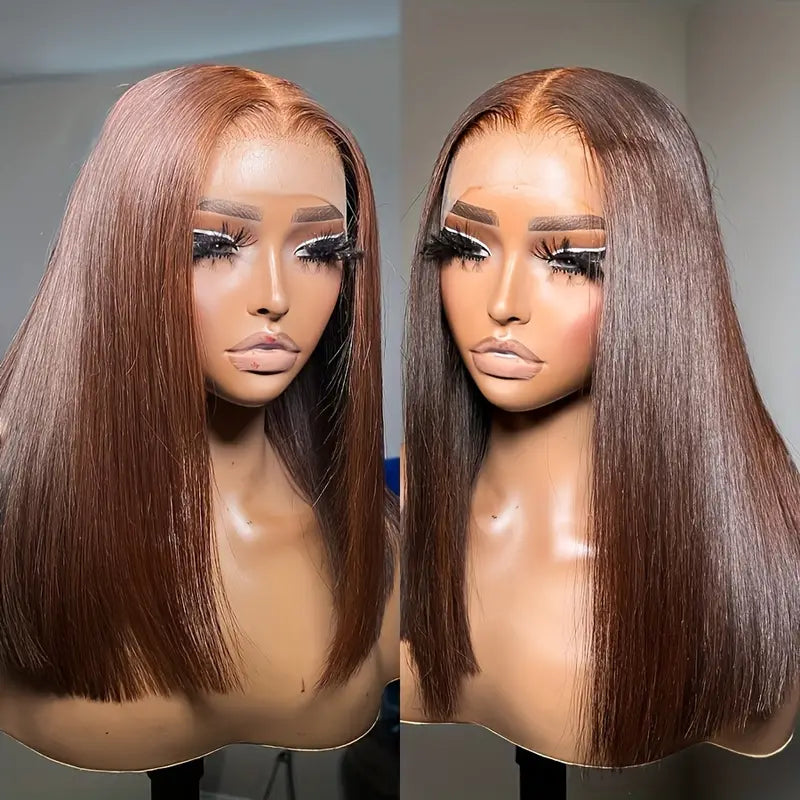 Brown 4x4/13x4 HD Lace Bob Wig Colored Bone Straight Shoulder Length Human Hair Wigs-Geeta hair