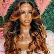 No Code Need: Brown Balayage On Black Hair Body Wave Highlight Hd Transparent Lace Human Hair Wigs-Geeta Hair