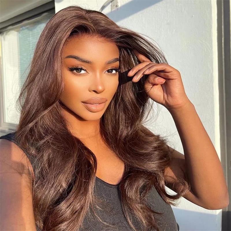 Chestnut Brown Straight Lace Front Wig 13x4 HD Lace Frontal/4x4 Lace Closure 100% Virgin Hunam Hair Wigs-Geeta hair