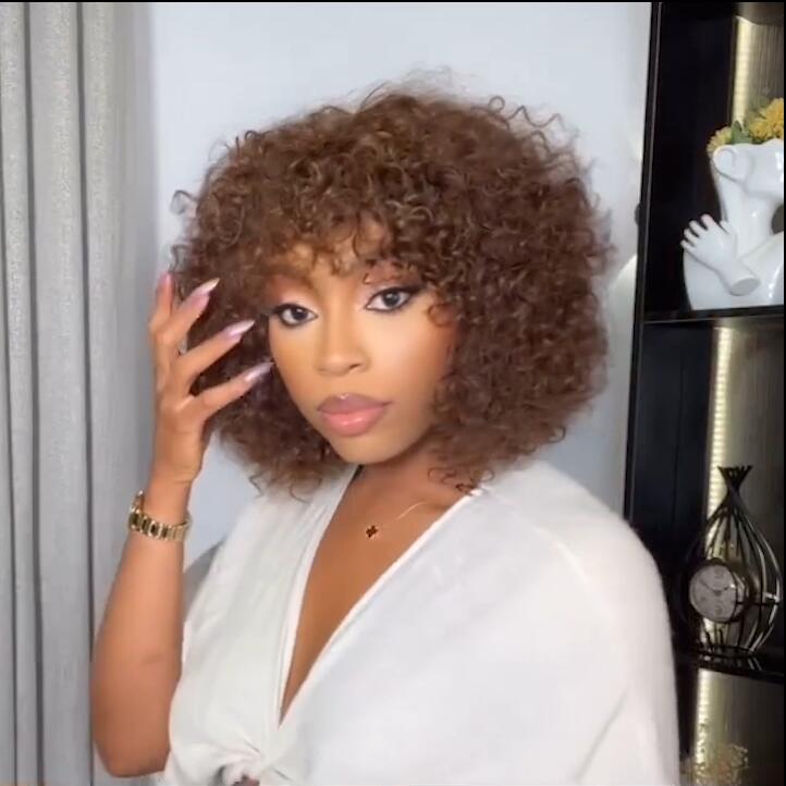 Flash Sale Glueless Real Human Hair Wig Short Straight Hair Bob Wig With Bangs Black Color-Geeta Hair