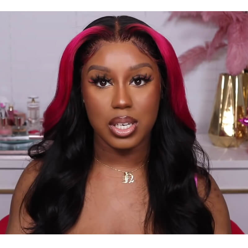 Skunk Striped Wig Natural Body Wave Hairstyle HD Lace Wig Pre drawn Natural Hairline Real Human Hair Wig-geeta hair