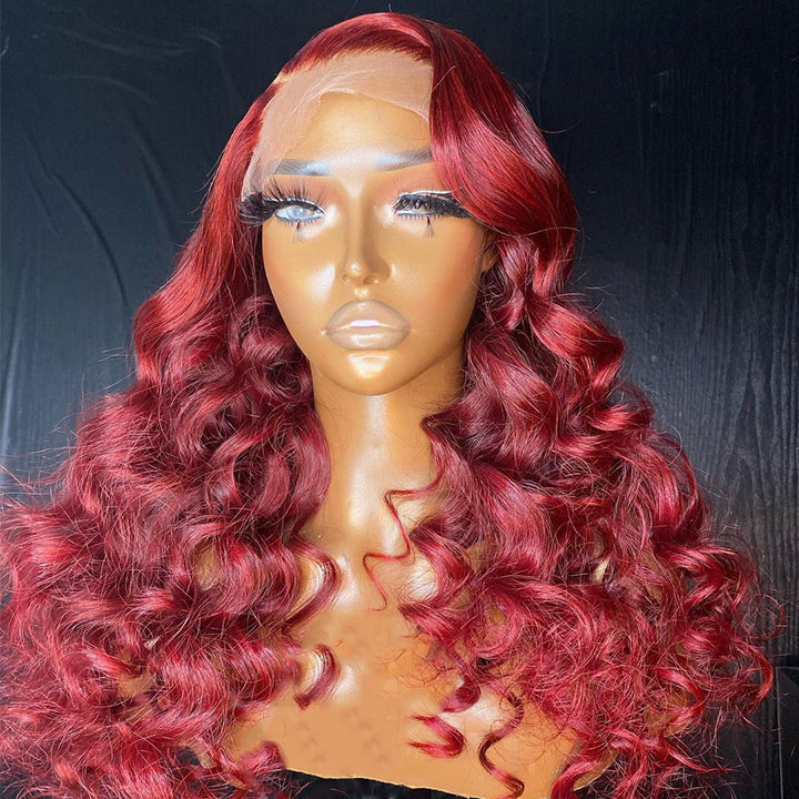 Burgundy Loose Deep Wave Lace Front Wig 99j HD Lace Human Hair Wigs