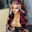 Geeta 13x4/4x4 Burgundy Hair HD Lace Wig With Blonde Highlights Skunk Stripe Body Wave Human Hair Lace Front Wigs