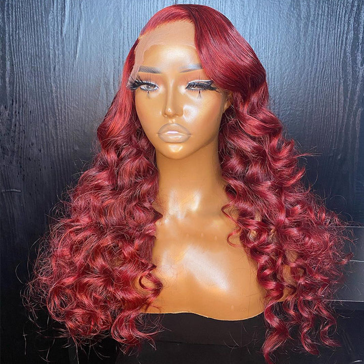 Burgundy Loose Deep Wave Lace Front Wig 99j HD Lace Human Hair Wigs