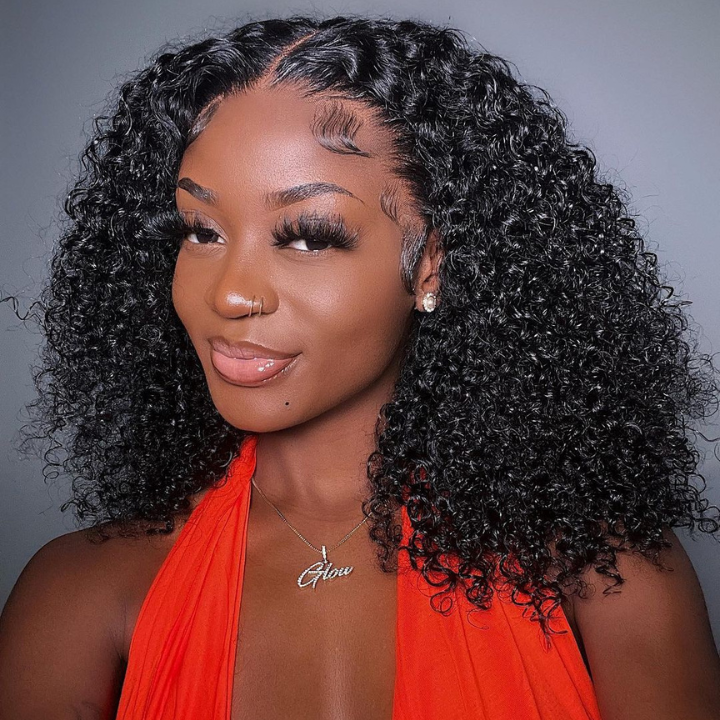 Buy 1 Get 1 Free: Curly 4X4 Lace Closure Human Hair Bob Wig- Flash Sale