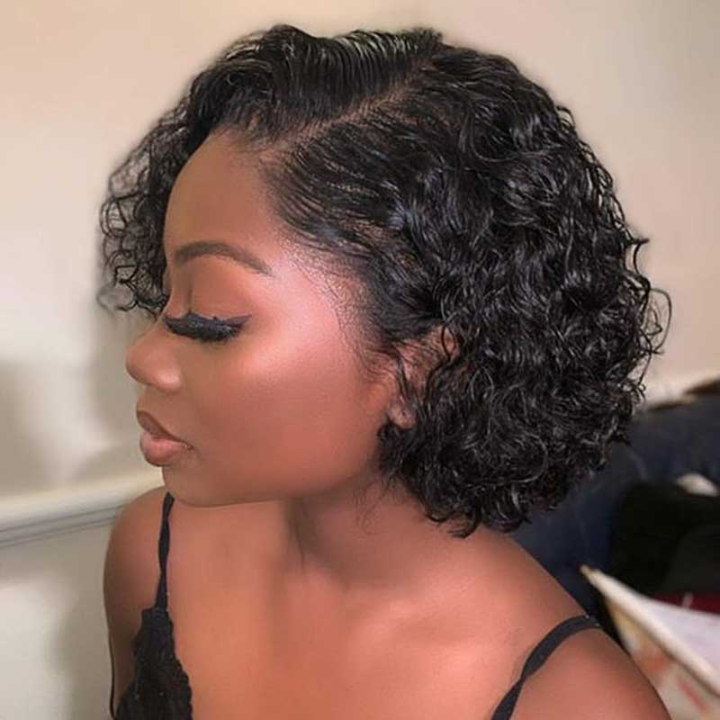 Buy 1 Get 1 Free: Water Wave 4X4 Lace Closure Human Hair Bob Wig- Flash Sale