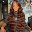 Funky Colored Wigs | Glueless 13x4/6x4.5 Chestnut Brown Body Wave HD Transaparent Pre Cut Lace Human Hair Wigs With Breathable Cap Air Wig-Geeta Hair
