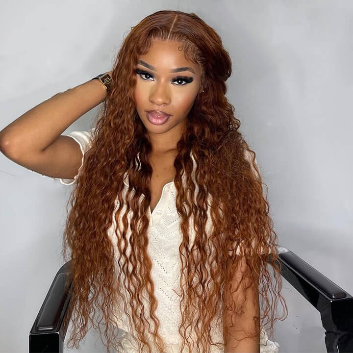 Brown Water Wave Transparent Lace Wig Colored 4x4/13x4 HD Lace Human Hair Wigs