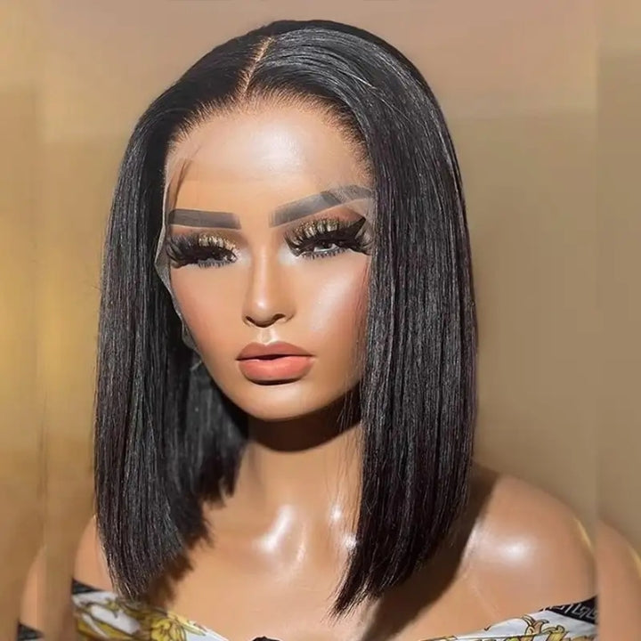 Geetahair Upgrade HD Lace Straight Bob Wig Crystal Clear Lace Human Hair Bob Wigs With Pre Plucked Natural Hairline