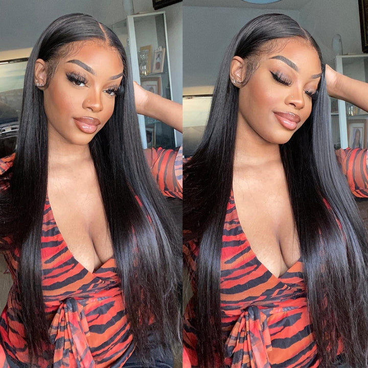 Geetahair Upgrade HD Lace Straight Wig Crystal Clear Lace Human Hair Wigs With Pre Plucked Natural Hairline