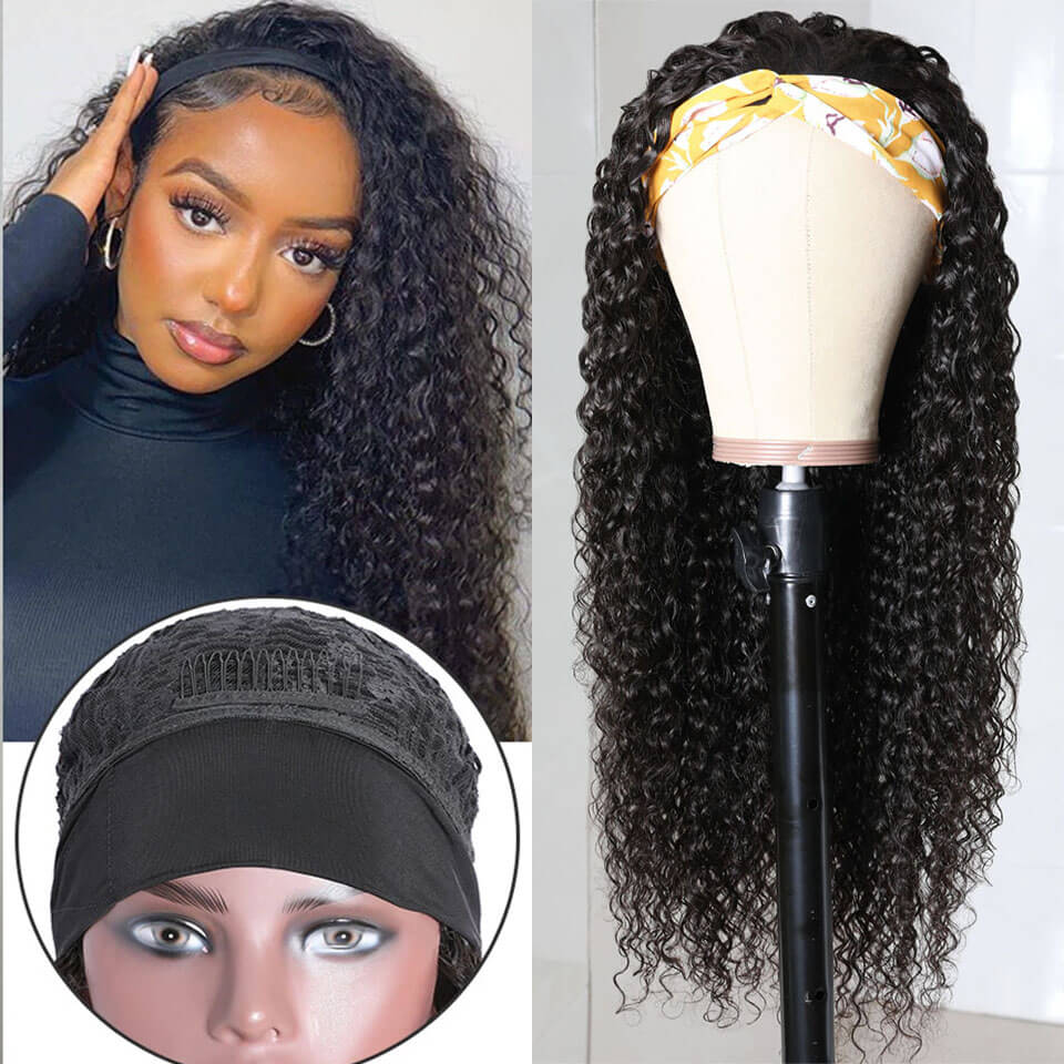 Curly Hair Headband Wig Human Hair Glueless Wigs Near Me-Geeta Hair
